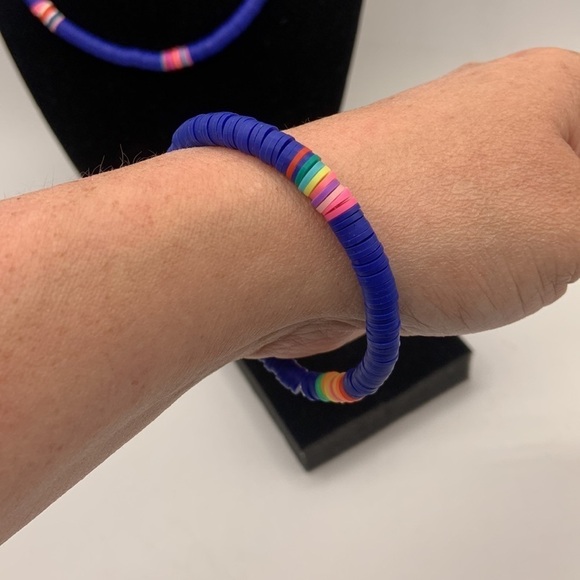 Rainbow Blue 2 pc. Necklace and Bracelet Set New! - Picture 3 of 5